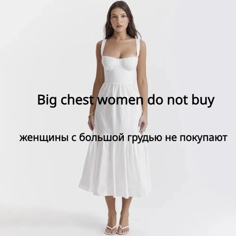 Suninheart High Quality Summer Elegant and Pretty Women's Dresses White Cotton Blend Jacquard Dress Midi Vacation Party Dress