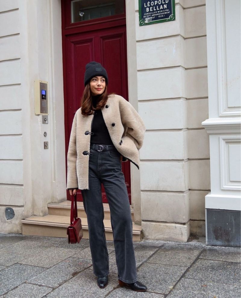 2024 Autumn Winter New Women's Lamb Wool Contrast Color Plush Warm Jacket Female Fashion Single Breasted Loose Jackets