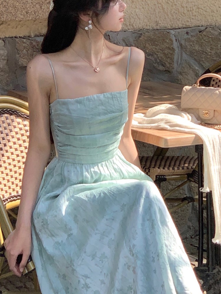 Spaghetti Strap Elegant Midi Dresses for Women A-line Holiday Beach Style Birthday Party Dress Prom Robe Summer New Vestidos